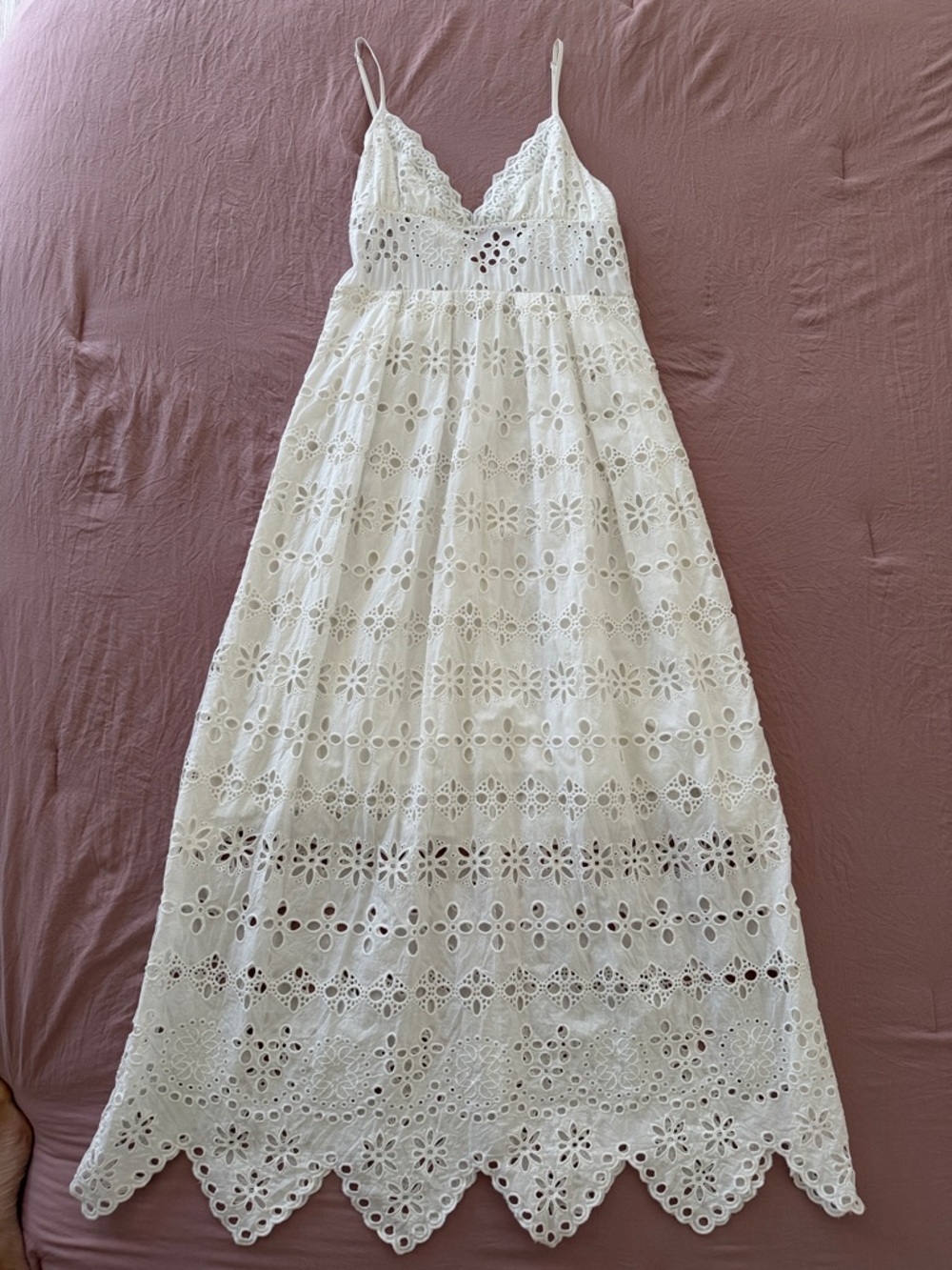White Eyelet Lace Maxi Dress - Women